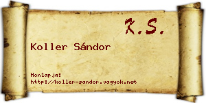 Koller Sándor névjegykártya